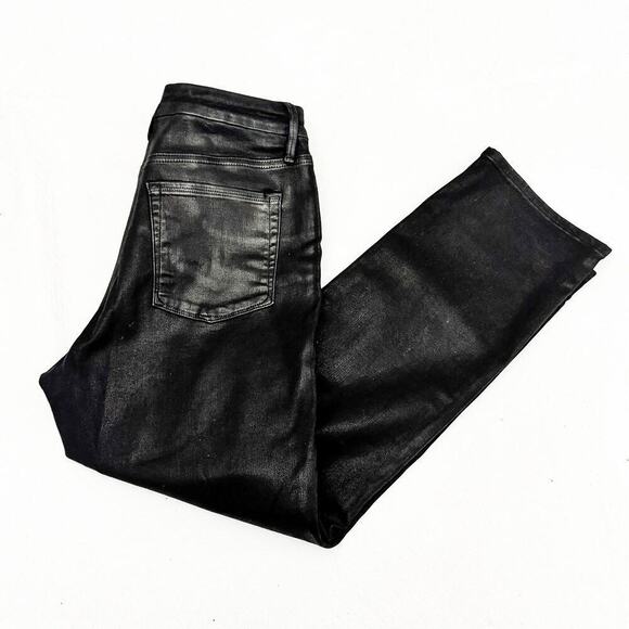 Good American Straight Leg Denim Jeans Black Coated K103 GS001T Size 14/32 - Picture 10 of 10